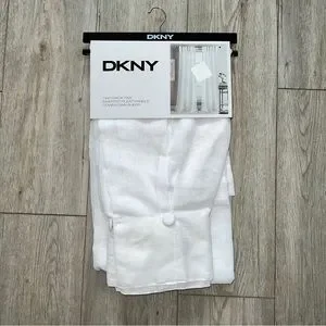 dkny white curtains with buttons